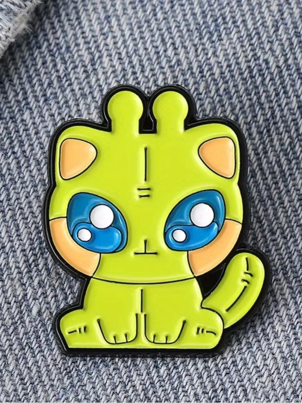 Cute Lime Green Cat Enamel Pin - Pets Cat Accessory